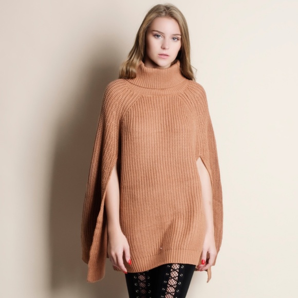 Bare Anthology Sweaters - Cape Turtle Neck Copper Sweater S/M